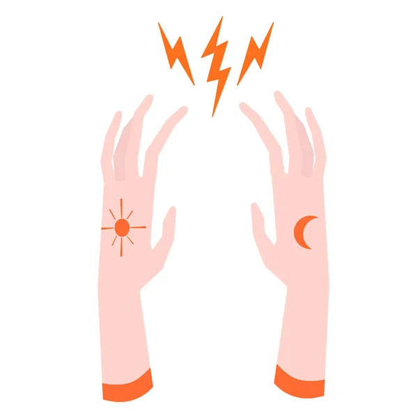 Alchimie mains illustration plate sur blanc — Image vectorielle