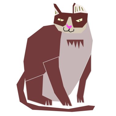 Beyaz sevimli kedi düz illüstrasyon