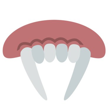 Vampir dişleri düz resimde beyaz