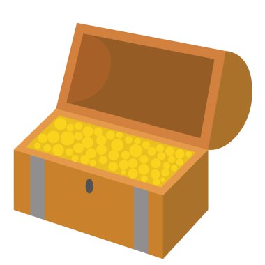 Hazine sandığı düz resimde beyaz