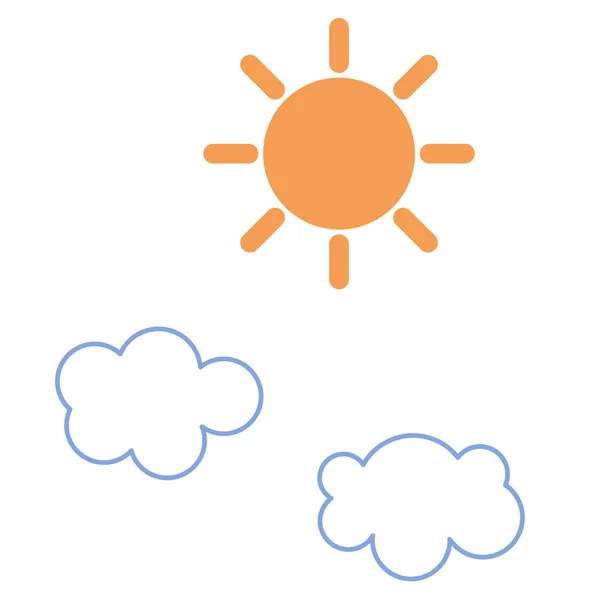 Nuages de soleil illustration plate sur blanc — Image vectorielle