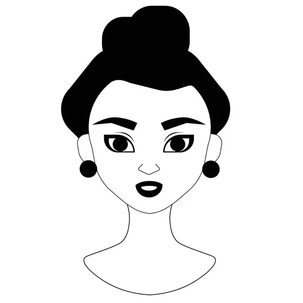 Femme visage plat illustration sur blanc — Image vectorielle