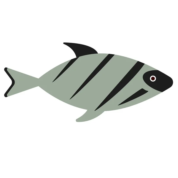 Illustration plate poisson sur blanc — Image vectorielle