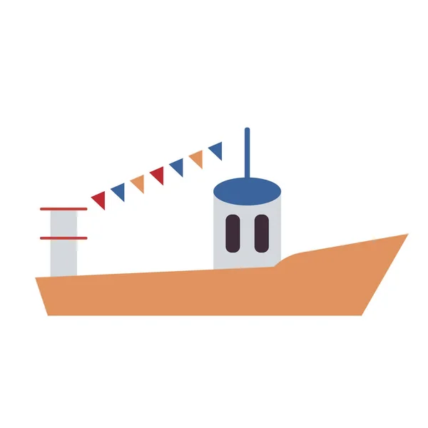Barca illustrazione piatta su bianco — Vettoriale Stock