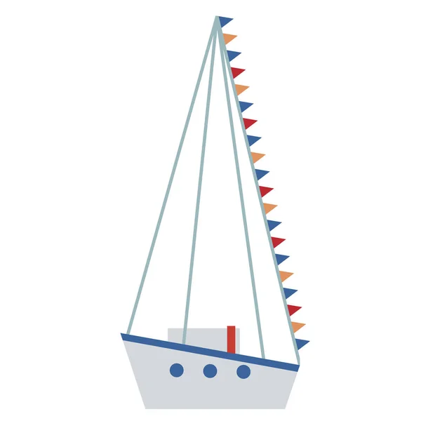 Yacht illustration plate sur blanc — Image vectorielle