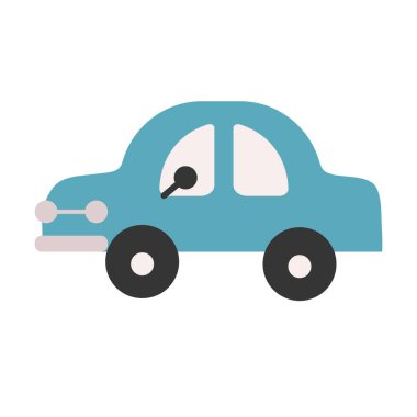 Mavi araba düz resimde beyaz