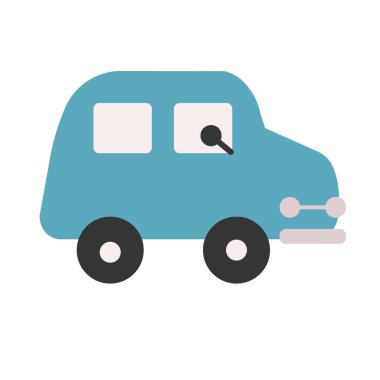 Mavi araba düz resimde beyaz