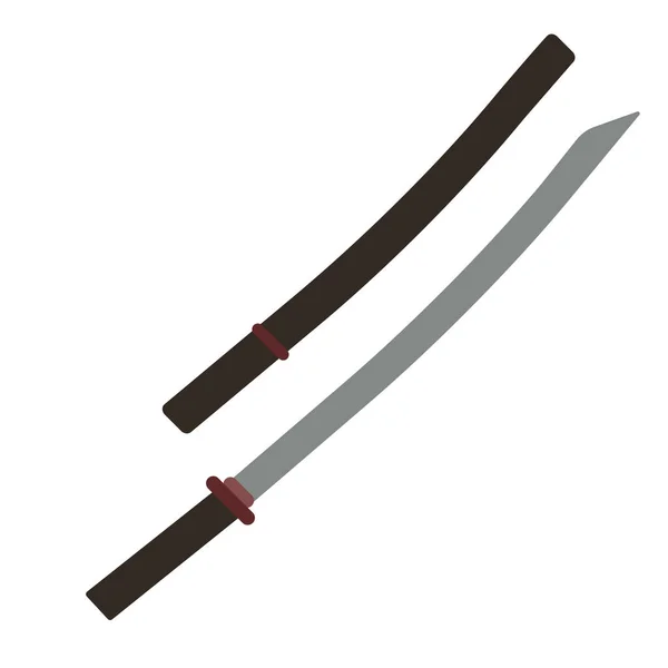 Katana illustrazione piatta su bianco — Vettoriale Stock