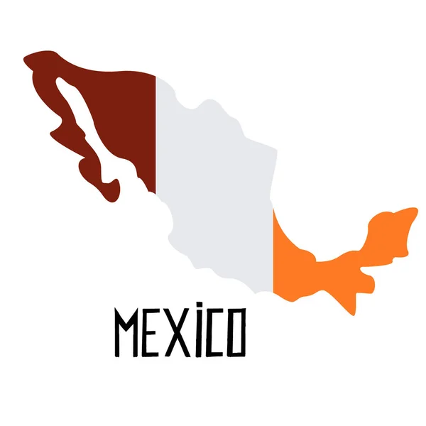 Mapa do México ilustração plana sobre branco —  Vetores de Stock