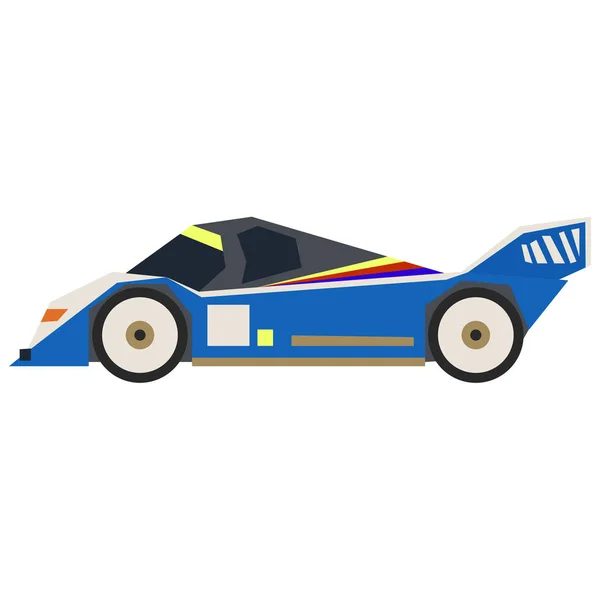 Ilustración plana de coche deportivo azul sobre blanco — Vector de stock