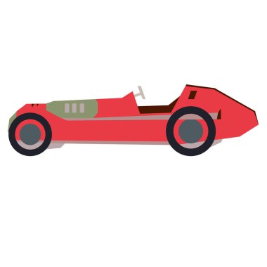 Beyaz üzerine kırmızı eski araba düz illüstrasyon