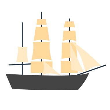 Düz resimde beyaz gemi