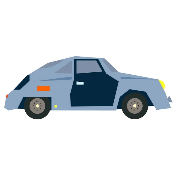 Ilustración plana coche azul en blanco — Vector de stock