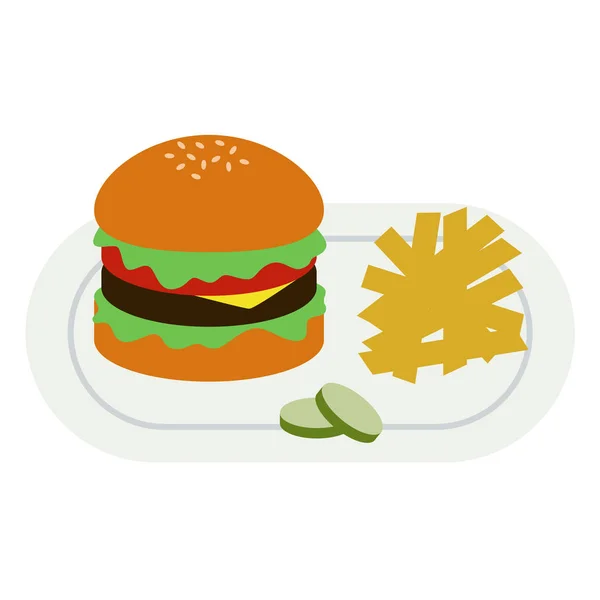 Comida rápida ilustración plana en blanco — Vector de stock