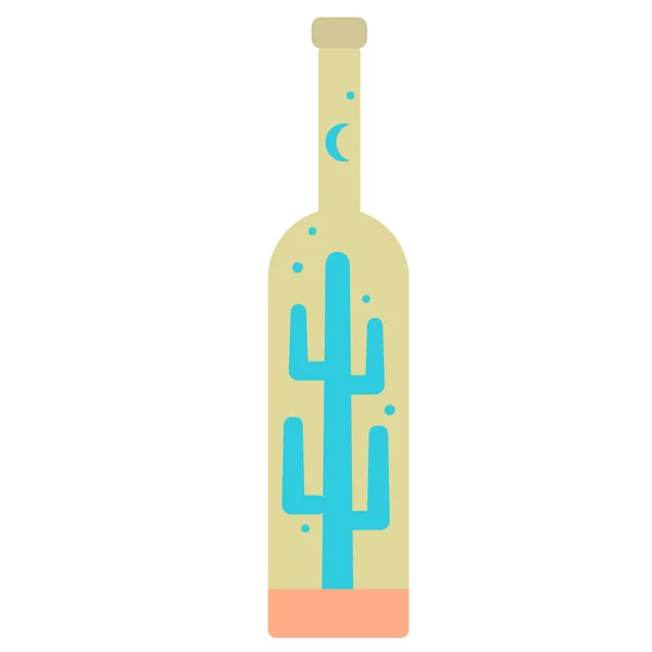 Cactus en botella ilustración plana sobre blanco — Vector de stock