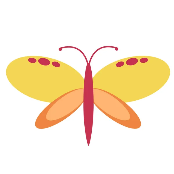 Farfalla gialla illustrazione piatta su bianco — Vettoriale Stock