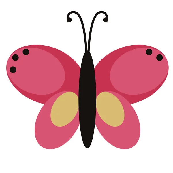 Farfalla rosa illustrazione piatta su bianco — Vettoriale Stock