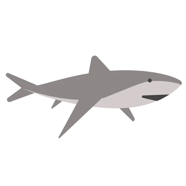 白いサメ フラット図 — ストックベクタ