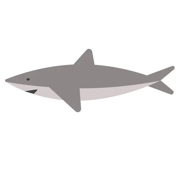 Illustrazione piatto squalo su bianco — Vettoriale Stock