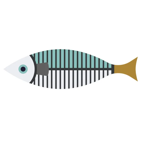 Randig fisk platt illustration på vit — Stock vektor