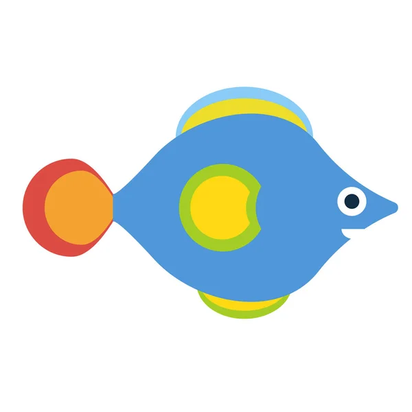 화이트에 다채로운 물고기 평면 그림 — 스톡 벡터