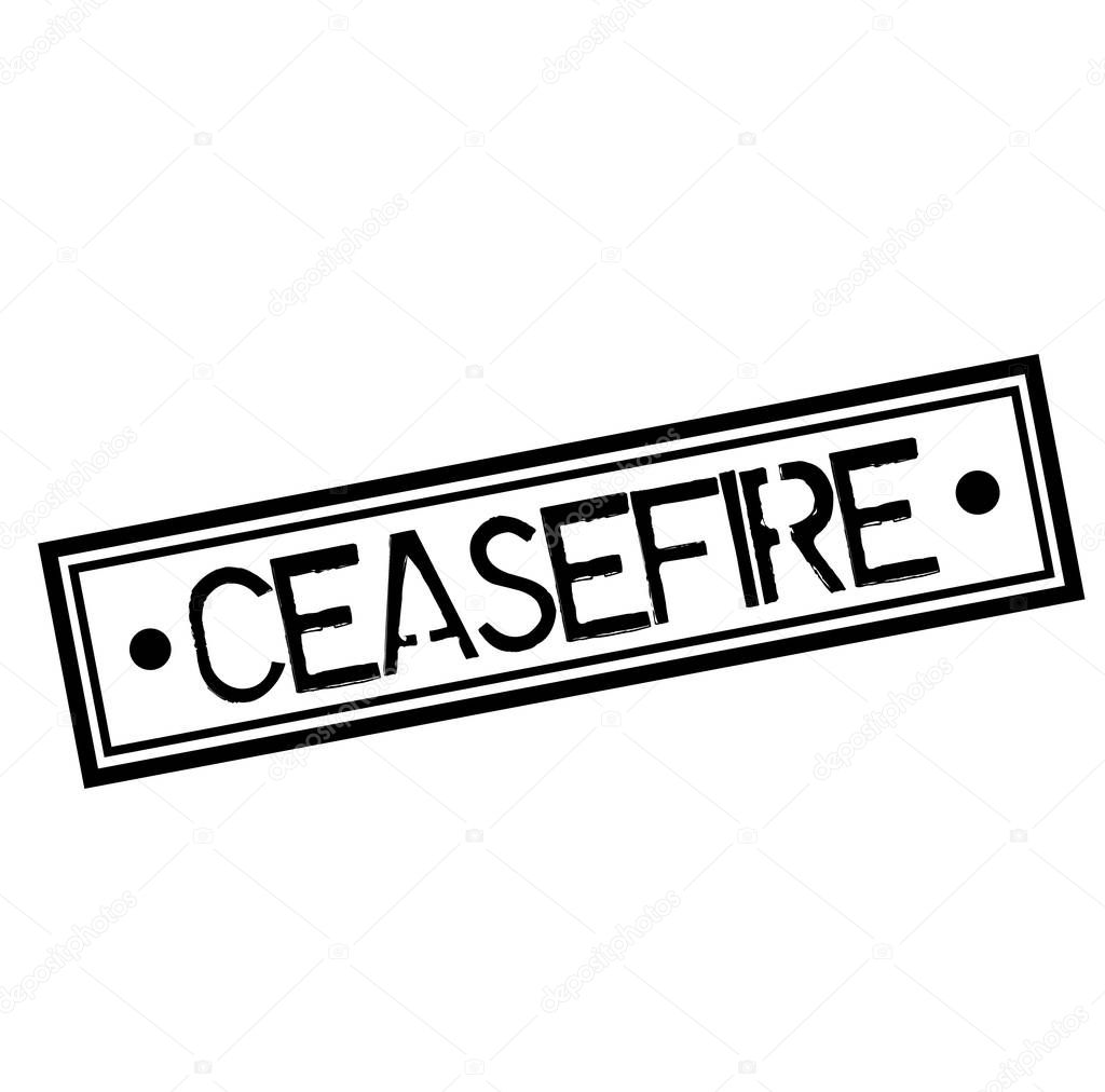 CEASEFIRE stamp on white