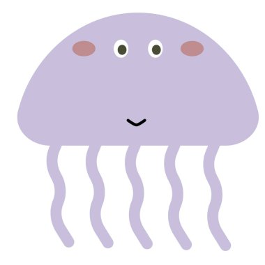 denizanası düz resimde beyaz