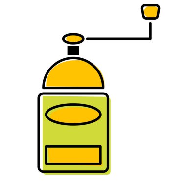 Kahve değirmeni daire illüstrasyon beyaz