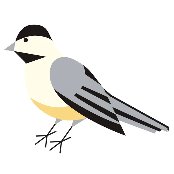 Tit bird illustrazione piatta su bianco — Vettoriale Stock