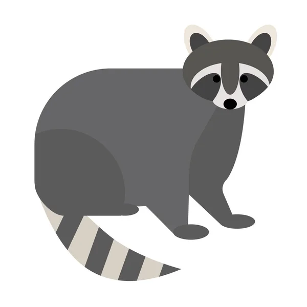 Ilustración plana mapache en blanco — Vector de stock