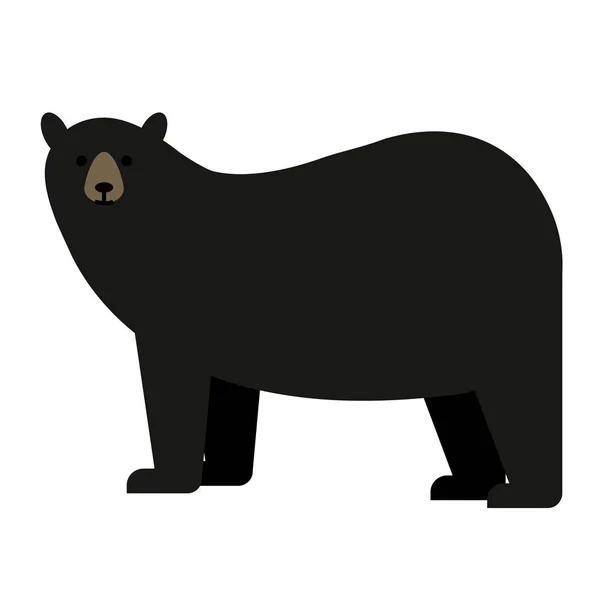 Orso nero illustrazione piatta su bianco — Vettoriale Stock