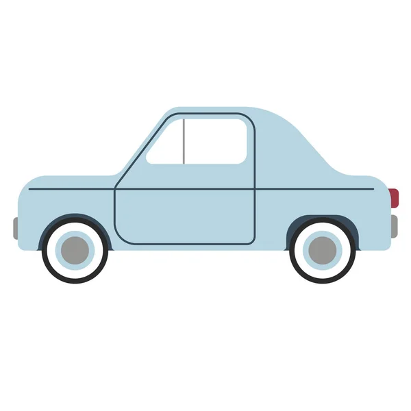 Petite voiture bleue illustration plate sur blanc — Image vectorielle