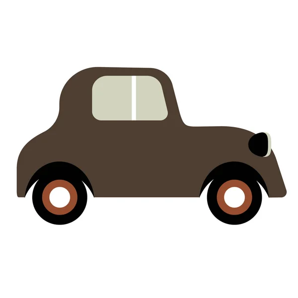 Ilustración plana de coche marrón retro en blanco — Vector de stock