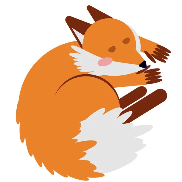 Schlafender Fuchs flache Abbildung auf weiß — Stockvektor