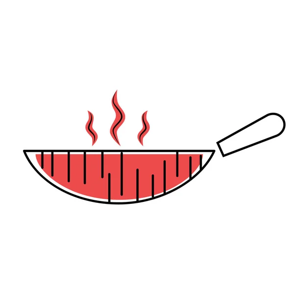Красная сковородка плоская иллюстрация на белом — стоковый вектор