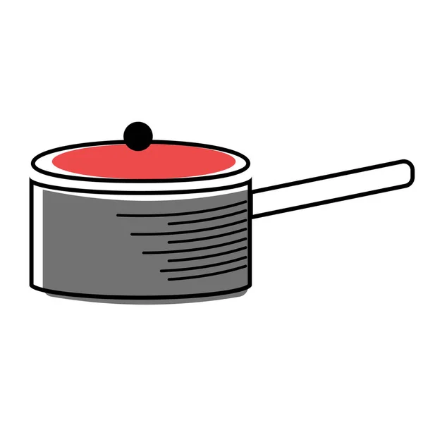 Longue poignée casserole illustration plate sur blanc — Image vectorielle
