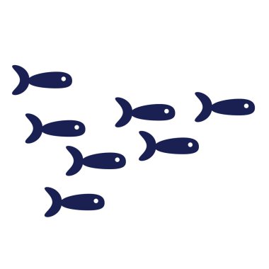 Balık balık sürüsü düz resimde beyaz