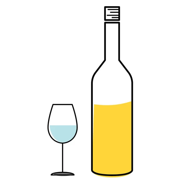 Vetro e bottiglia illustrazione piatta su bianco — Vettoriale Stock