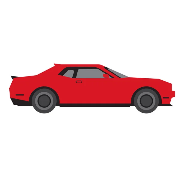 Ilustración plana coche rojo en blanco — Vector de stock