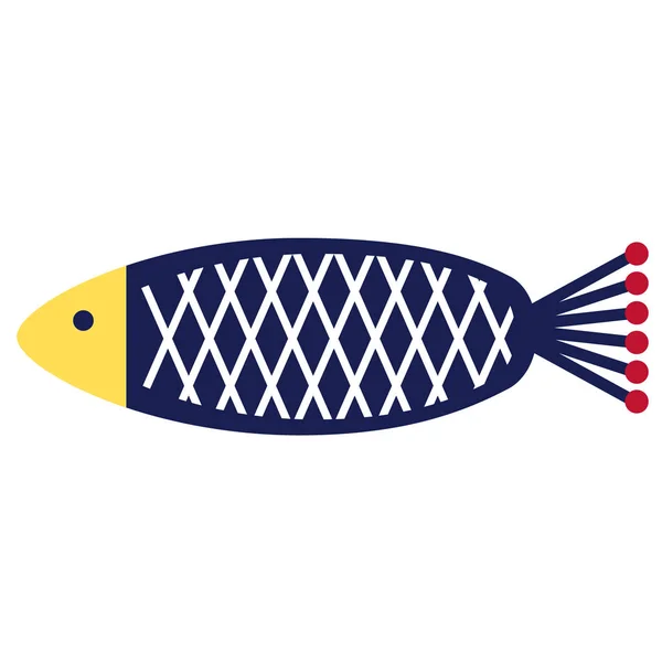 Голубая рыба плоская иллюстрация на белом — стоковый вектор