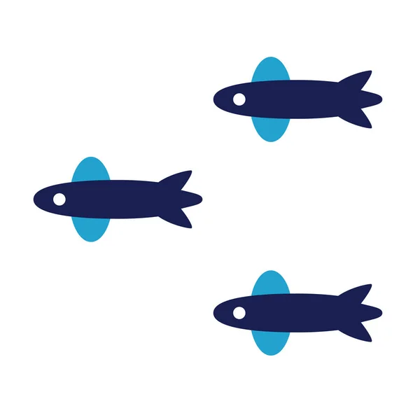 Pequeno grupo de peixes ilustração plana em branco —  Vetores de Stock