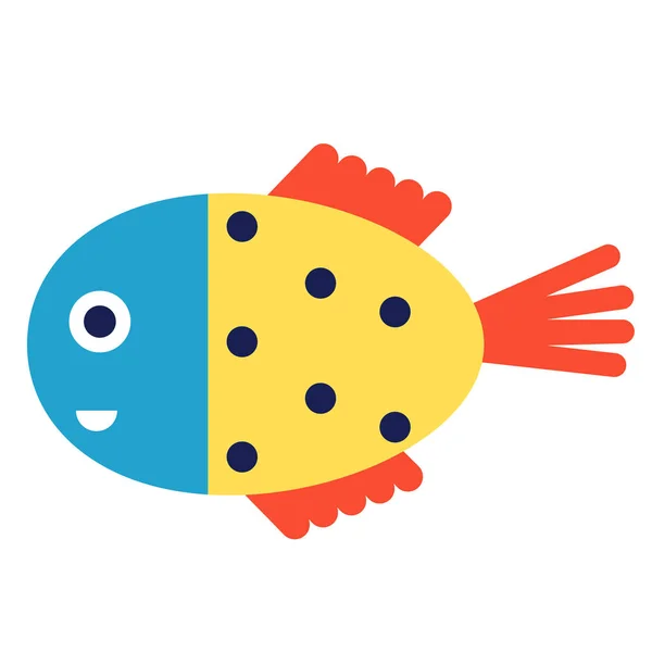 Roztomilá žlutá ryba plochý obrázek na bílém — Stockový vektor