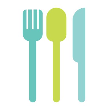 Çatal bıçak düz resimde beyaz