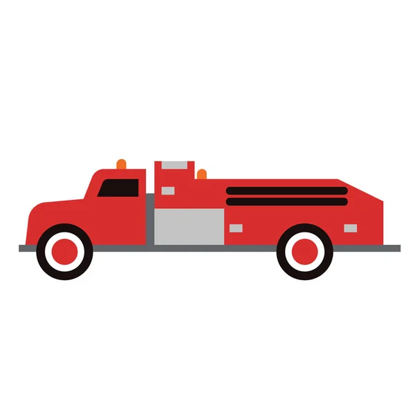 Camion dei pompieri illustrazione piatta su bianco — Vettoriale Stock