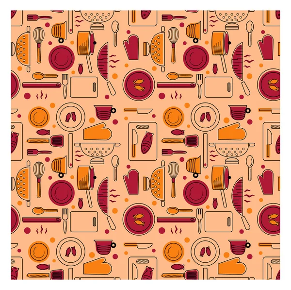 Küche Muster flache Illustration — Stockvektor