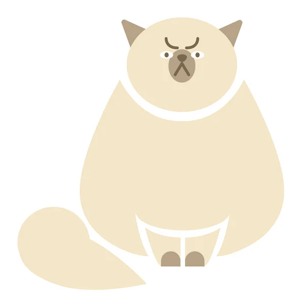 Gato gruñón ilustración plana en blanco — Vector de stock