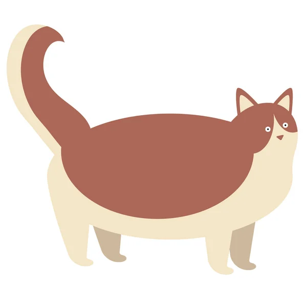 Brown gato plana ilustração em branco — Vetor de Stock