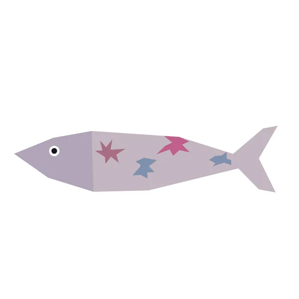 Graue Fische flache Abbildung auf weiß — Stockvektor