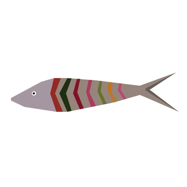 Полосатая рыба плоская иллюстрация на белом — стоковый вектор