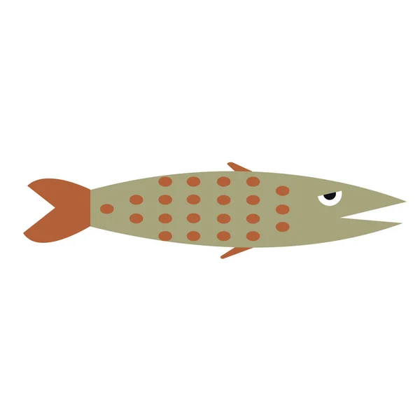 Плоская иллюстрация серой рыбы на белом — стоковый вектор